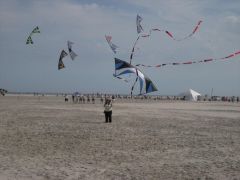 Carolyn flying with streamers