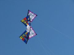 Wayne's kite being shadowed by Laura's